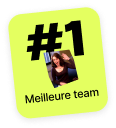 Badge : première place, meilleure équipe.